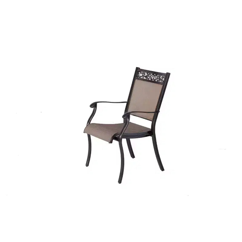 Chaises de salle à manger d'extérieur 4 pièces avec cadre en aluminium et toile tendue : empilables, résistantes aux UV - WELLFOR