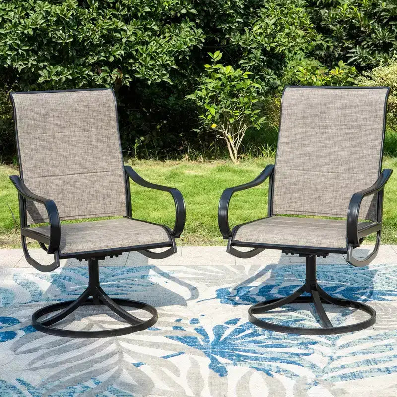 2pk Steel 360 Swivel Patio Padded Arm Chairs - Captiva Designs: Outdoor Slingback, Weather-Resistant