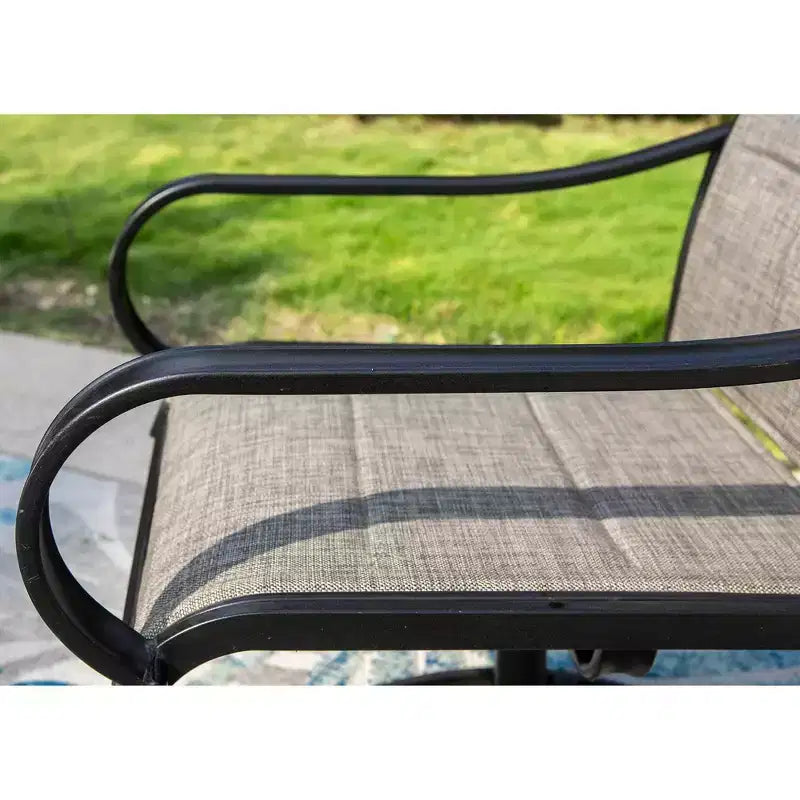Lot de 2 chaises de terrasse rembourrées en acier pivotantes à 360° - Captiva Designs : dossier en toile, résistantes aux intempéries