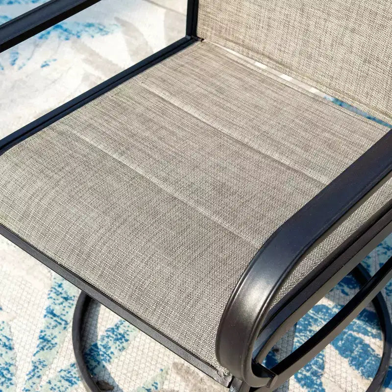 Lot de 2 chaises de terrasse rembourrées en acier pivotantes à 360° - Captiva Designs : dossier en toile, résistantes aux intempéries
