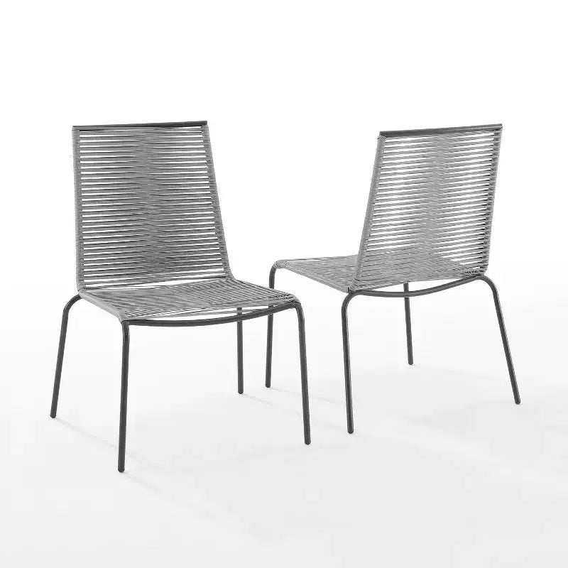 Fenton 2pk Outdoor Wicker Stackable Chairs - Gray - Crosley