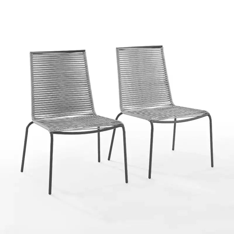 Lot de 2 chaises empilables en osier d'extérieur Fenton - Gris - Crosley