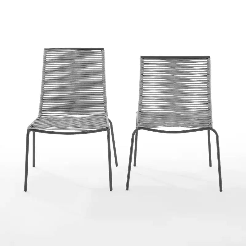 Lot de 2 chaises empilables en osier d'extérieur Fenton - Gris - Crosley