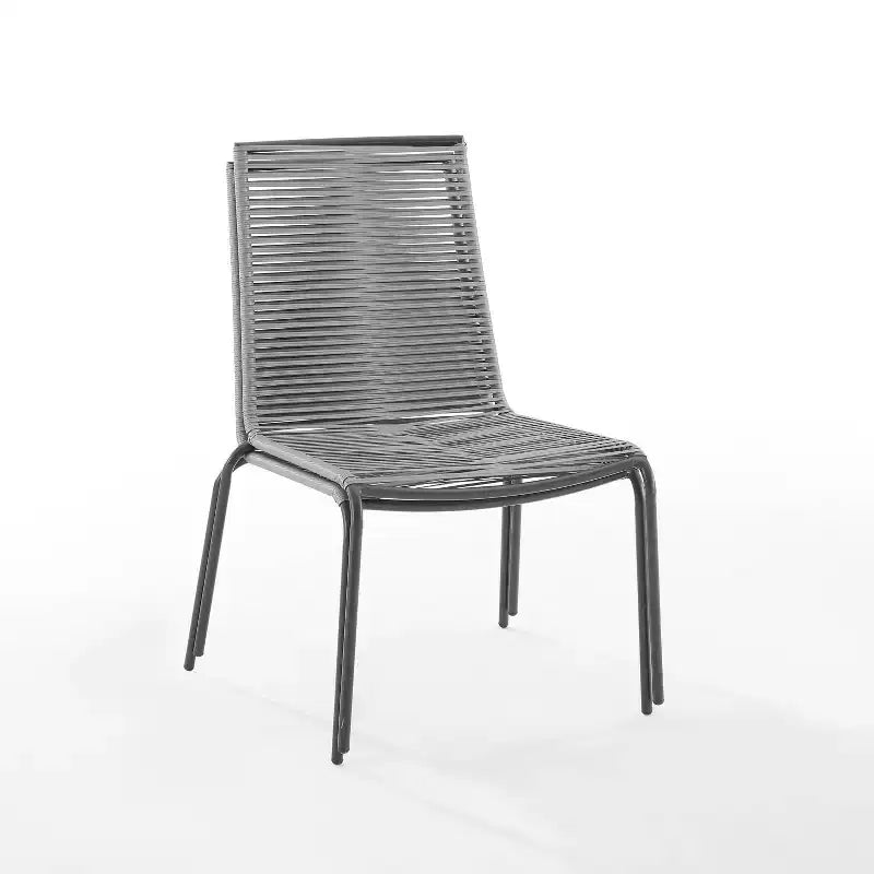 Lot de 2 chaises empilables en osier d'extérieur Fenton - Gris - Crosley