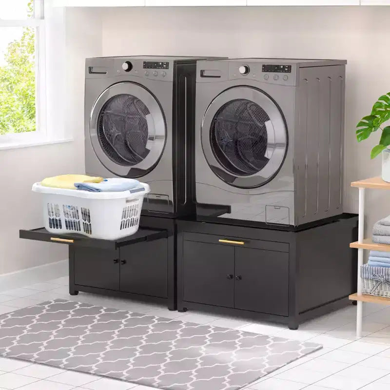 Socle robuste en métal pour lave-linge et sèche-linge noir / blanc – Unité simple, anti-vibration