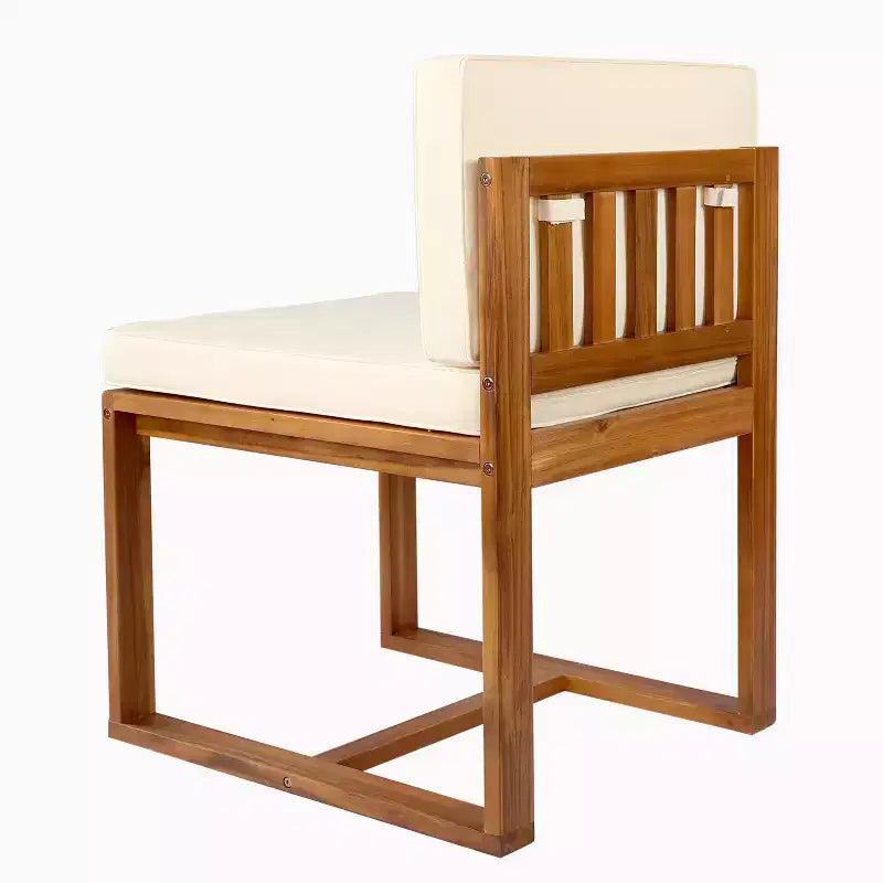 Chaises de salle à manger GDFStudio Welor Acacia avec coussins, teck/beige