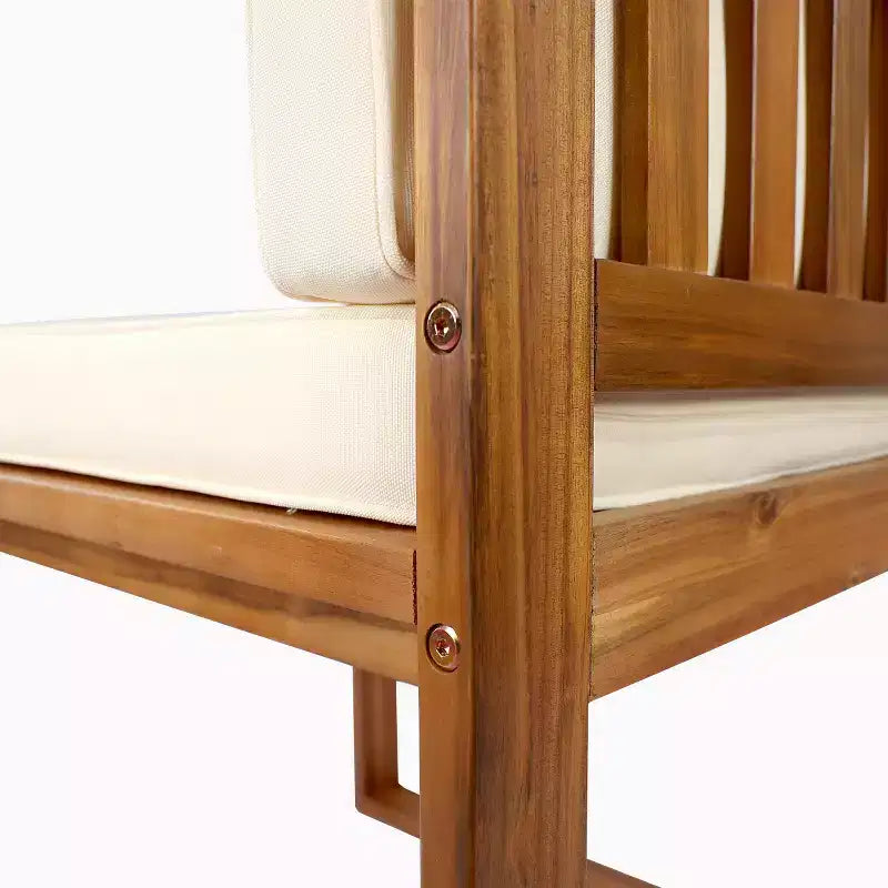 Chaises de salle à manger GDFStudio Welor Acacia avec coussins, teck/beige