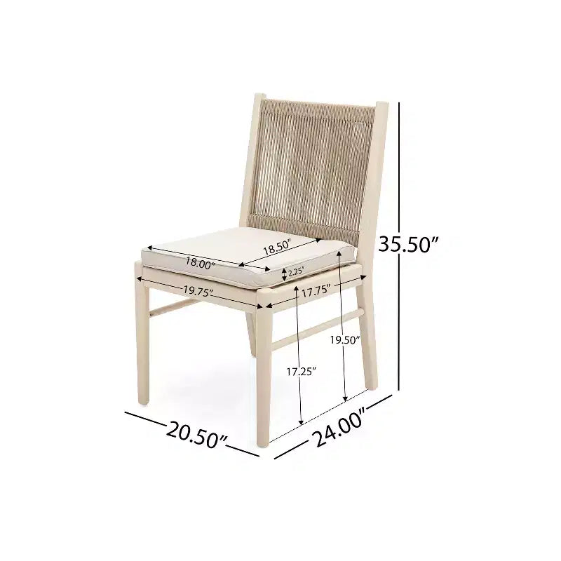 Chaises de salle à manger GDFStudio Benedict Patio Boho en bois d'acacia avec dossier en corde tressée (lot de 2)