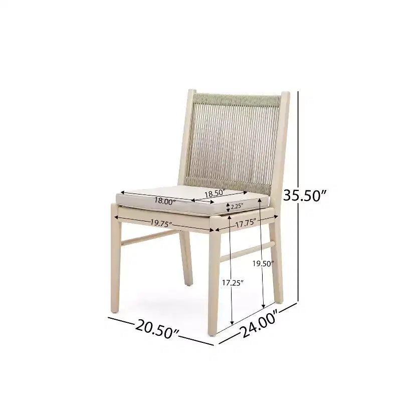 Chaises de salle à manger GDFStudio Benedict Patio Boho en bois d'acacia avec dossier en corde tressée (lot de 2)