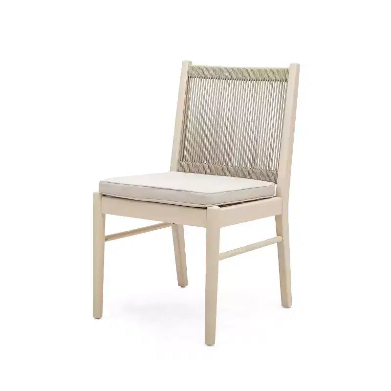 Chaises de salle à manger GDFStudio Benedict Patio Boho en bois d'acacia avec dossier en corde tressée (lot de 2)