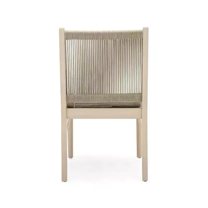 Chaises de salle à manger GDFStudio Benedict Patio Boho en bois d'acacia avec dossier en corde tressée (lot de 2)