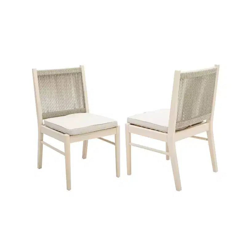 GDFStudio Benedict Patio Boho Acacia Wood Dining Chairs with Rope Woven Back (Set of 2)