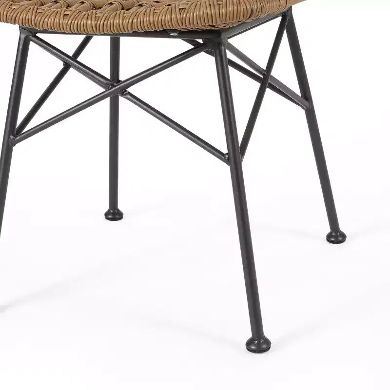 Chaises de salle à manger d'extérieur en osier et fer Braymer de GDFStudio (lot de 2)