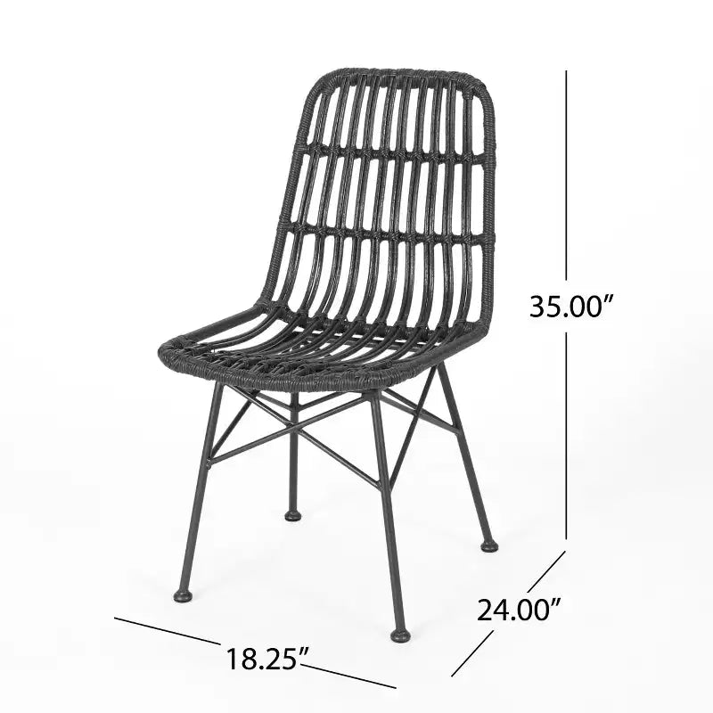 Chaises de salle à manger d'extérieur en osier et fer Braymer de GDFStudio (lot de 2)