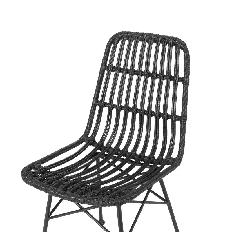 Chaises de salle à manger d'extérieur en osier et fer Braymer de GDFStudio (lot de 2)