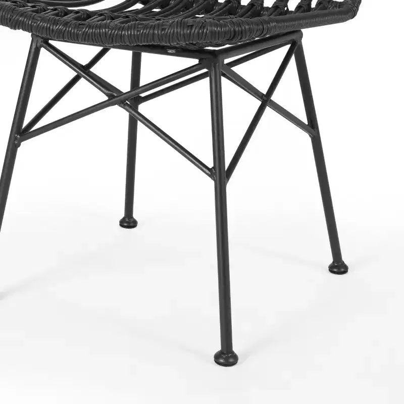 Chaises de salle à manger d'extérieur en osier et fer Braymer de GDFStudio (lot de 2)