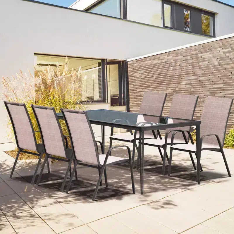 Hyleory 2 chaises de salle à manger empilables de terrasse avec accoudoirs incurvés et tissu à séchage rapide