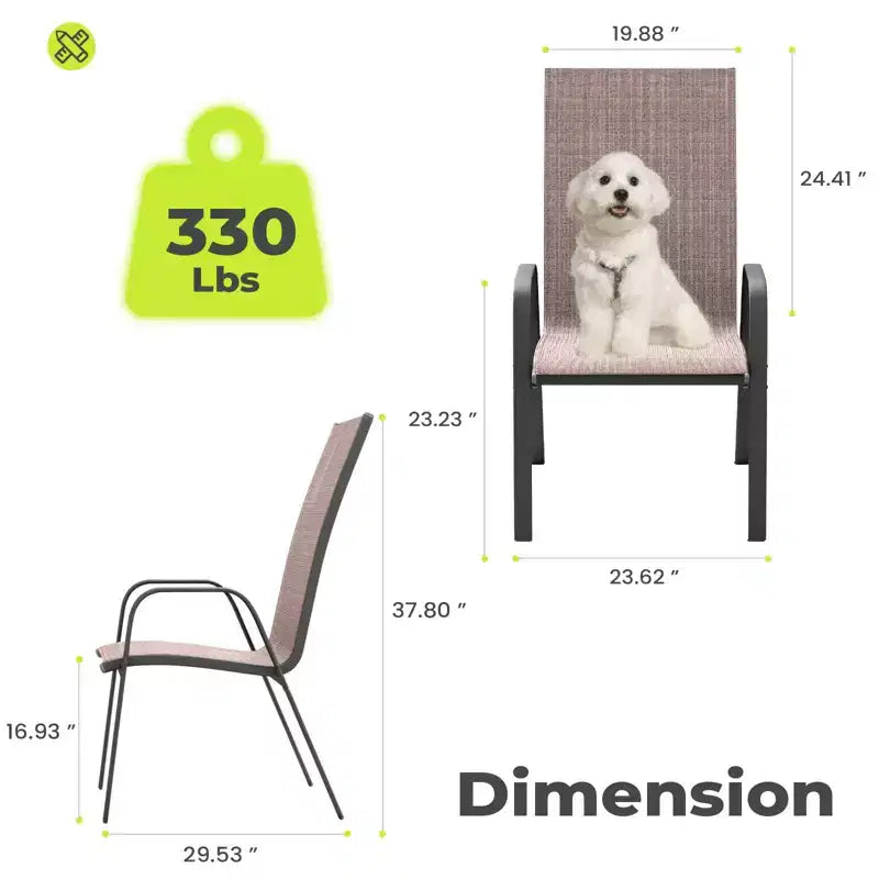 Hyleory 2 chaises de salle à manger empilables de terrasse avec accoudoirs incurvés et tissu à séchage rapide