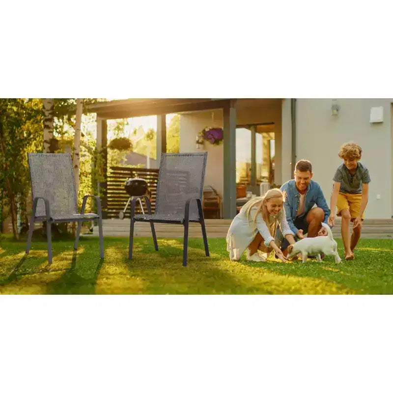 Hyleory 2 chaises de salle à manger empilables de terrasse avec accoudoirs incurvés et tissu à séchage rapide