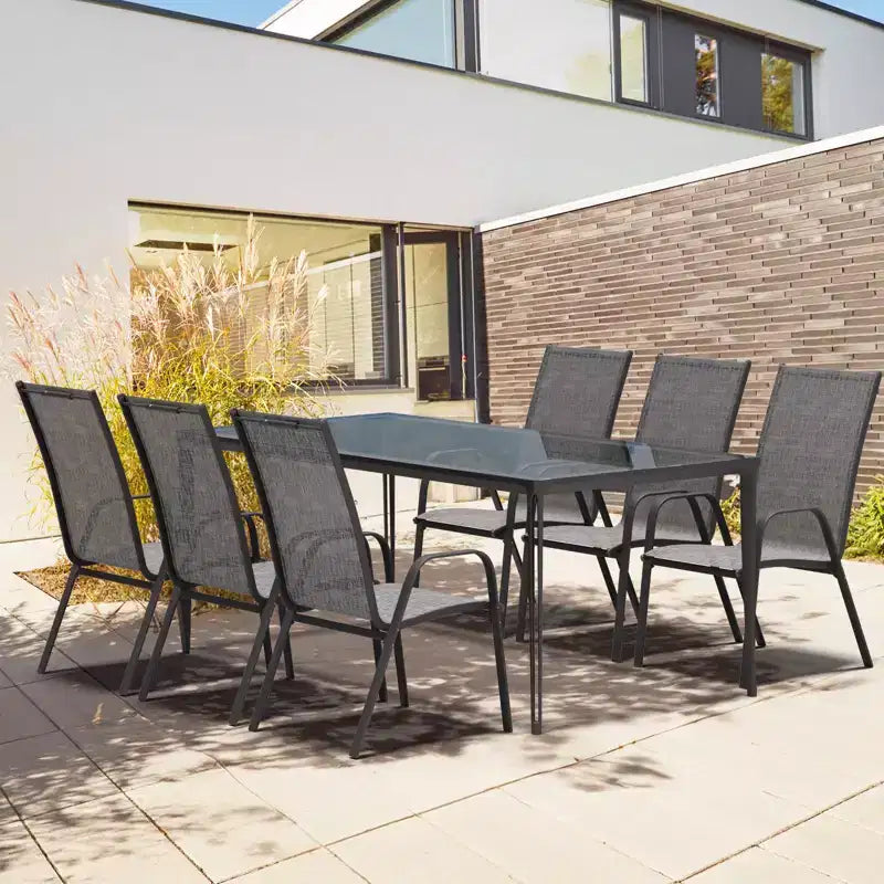 Hyleory 2 chaises de salle à manger empilables de terrasse avec accoudoirs incurvés et tissu à séchage rapide