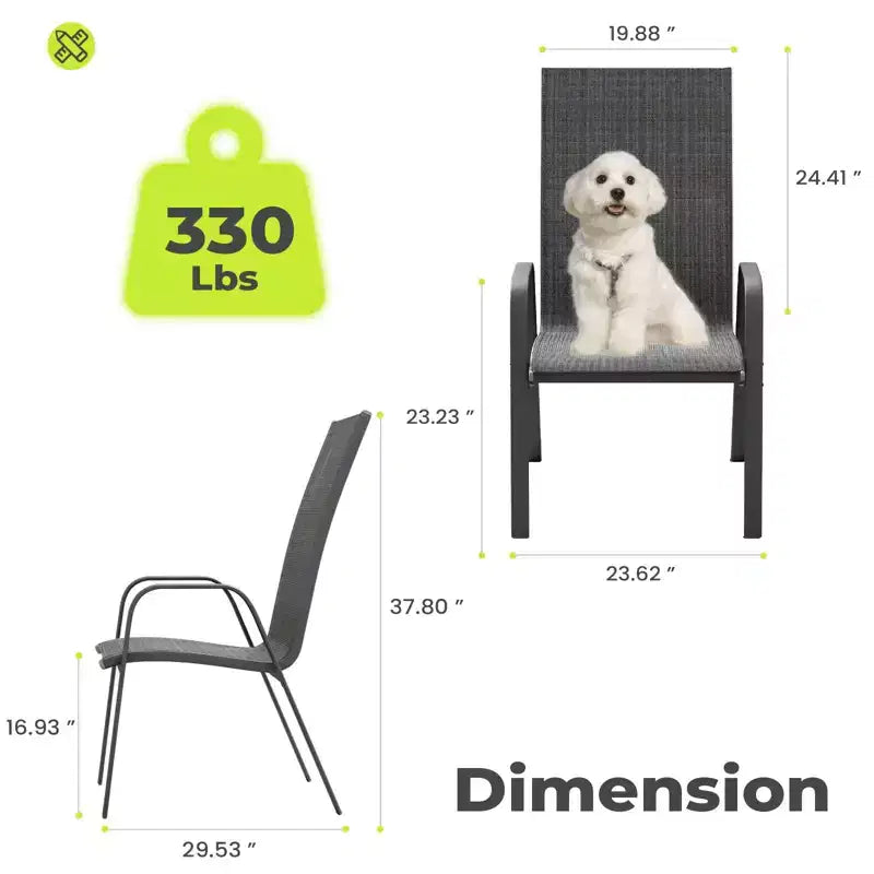 Hyleory 2 chaises de salle à manger empilables de terrasse avec accoudoirs incurvés et tissu à séchage rapide