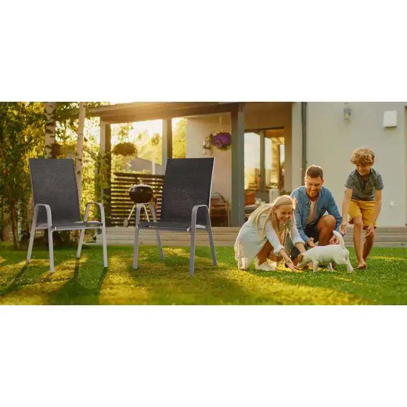 Hyleory 2 chaises de salle à manger empilables de terrasse avec accoudoirs incurvés et tissu à séchage rapide