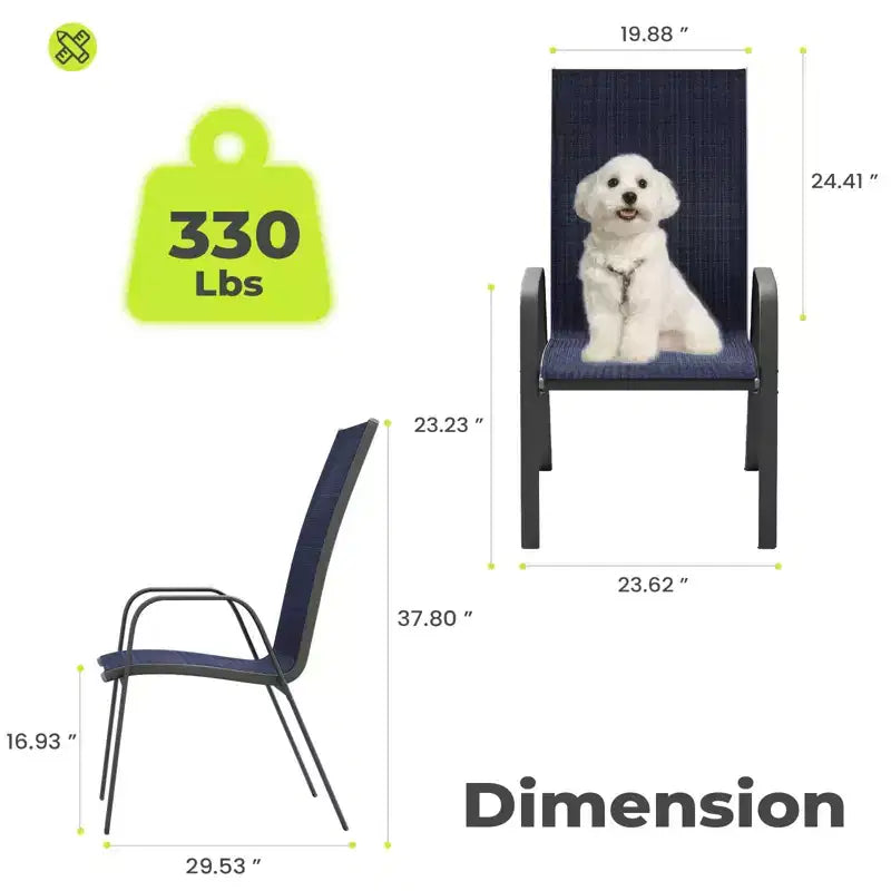 Hyleory 2 chaises de salle à manger empilables de terrasse avec accoudoirs incurvés et tissu à séchage rapide