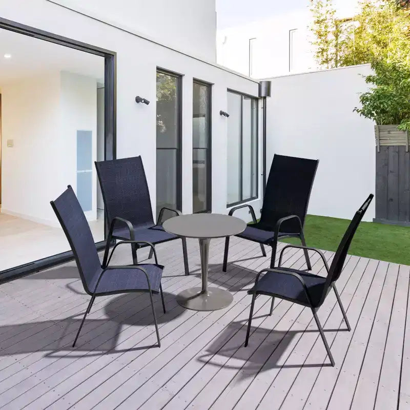 Hyleory 2 chaises de salle à manger empilables de terrasse avec accoudoirs incurvés et tissu à séchage rapide