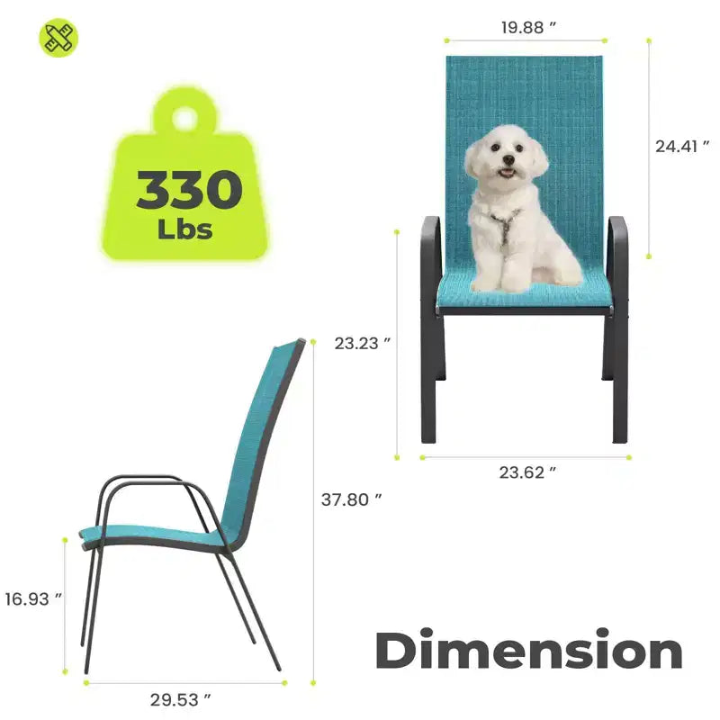 Hyleory 2 chaises de salle à manger empilables de terrasse avec accoudoirs incurvés et tissu à séchage rapide