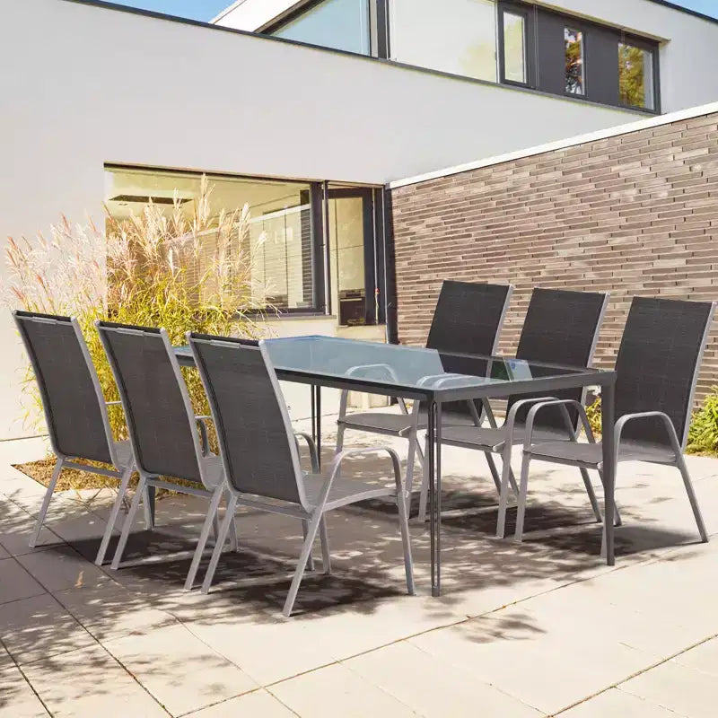 Hyleory 2 chaises de salle à manger empilables de terrasse avec accoudoirs incurvés et tissu à séchage rapide