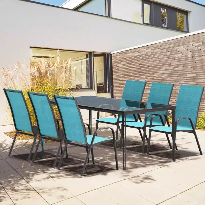 Hyleory 2 chaises de salle à manger empilables de terrasse avec accoudoirs incurvés et tissu à séchage rapide