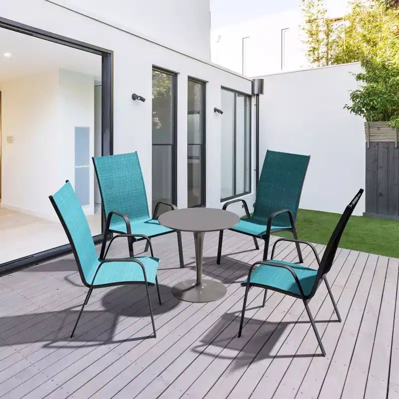 Hyleory 2 chaises de salle à manger empilables de terrasse avec accoudoirs incurvés et tissu à séchage rapide
