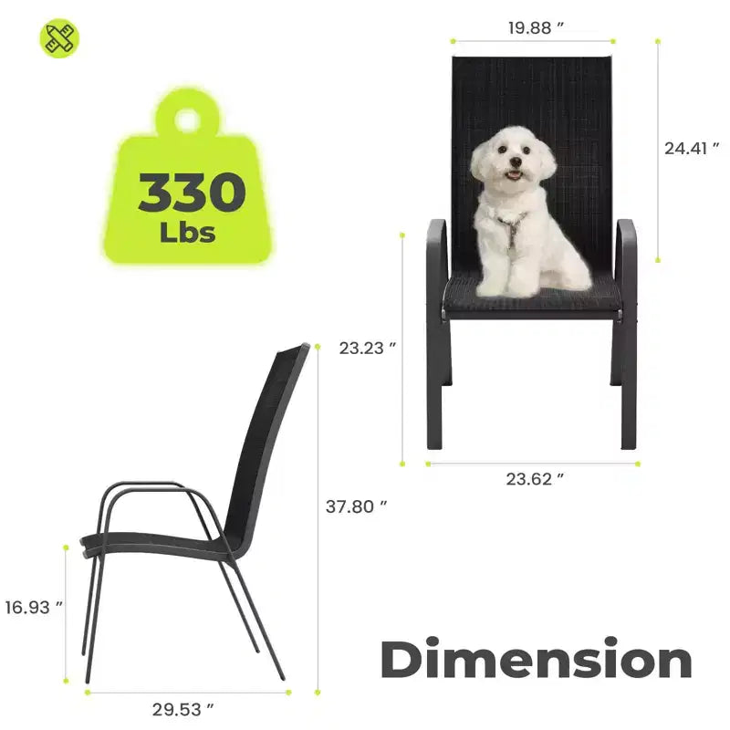Hyleory 2 chaises de salle à manger empilables de terrasse avec accoudoirs incurvés et tissu à séchage rapide