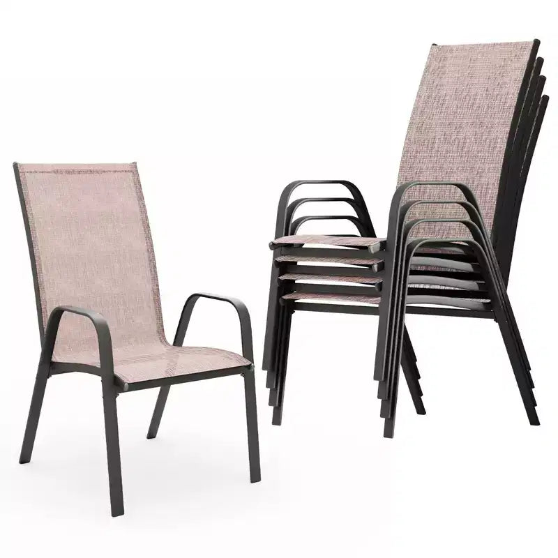 Hyleory 2 chaises de salle à manger empilables de terrasse avec accoudoirs incurvés et tissu à séchage rapide