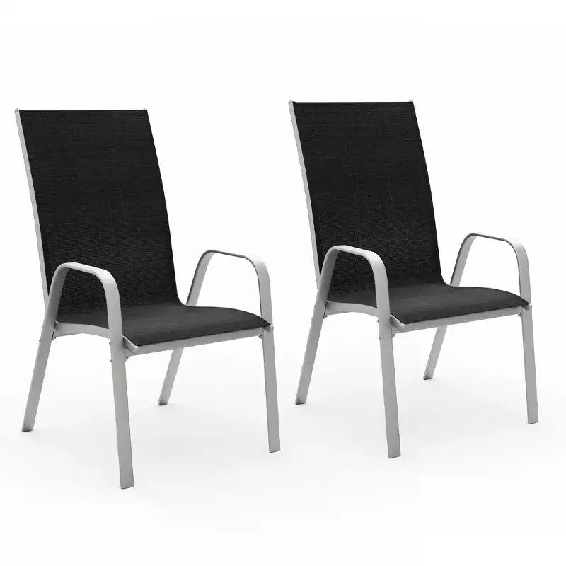 Hyleory 2PCS Patio Stackable Dining Chairs with Curved Armrests & Quick-Drying Fabric