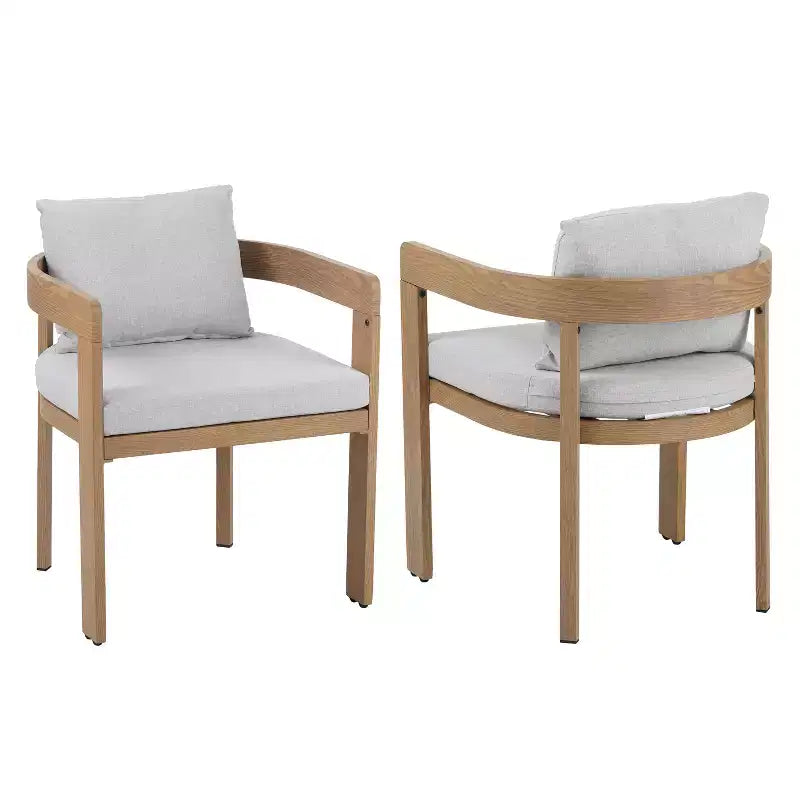 Christopher Knight Home Landon, chaises de salle à manger modernes en aluminium rembourrées, finition grain de bois (lot de 2)
