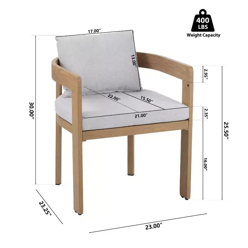 Christopher Knight Home Landon, chaises de salle à manger modernes en aluminium rembourrées, finition grain de bois (lot de 2)
