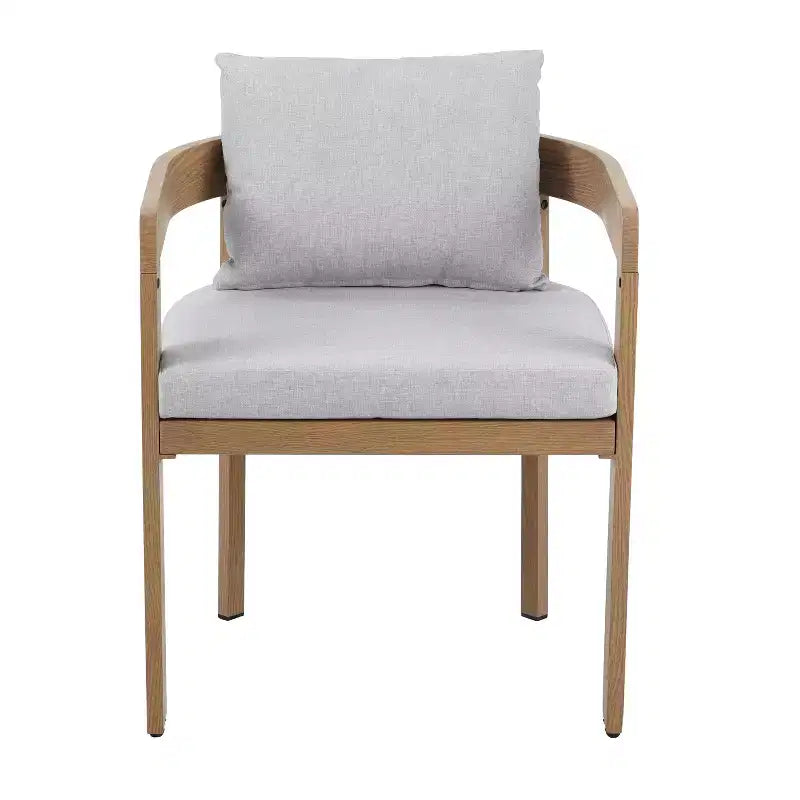 Christopher Knight Home Landon, chaises de salle à manger modernes en aluminium rembourrées, finition grain de bois (lot de 2)