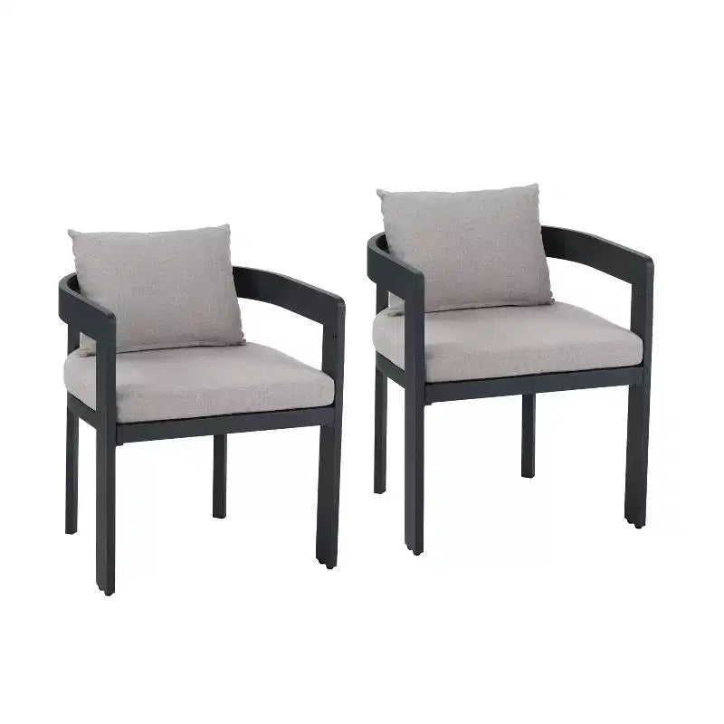 Christopher Knight Home Landon, chaises de salle à manger modernes en aluminium rembourrées, finition grain de bois (lot de 2)