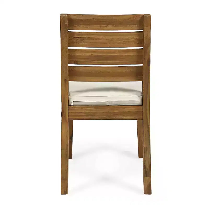 Chaise de salle à manger d'extérieur Zeila en bois d'acacia avec coussins GDFStudio (lot de 2)
