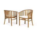 GDFStudio Rosin Outdoor Acacia Wood Dining Chairs with Cushion (Set of 2)