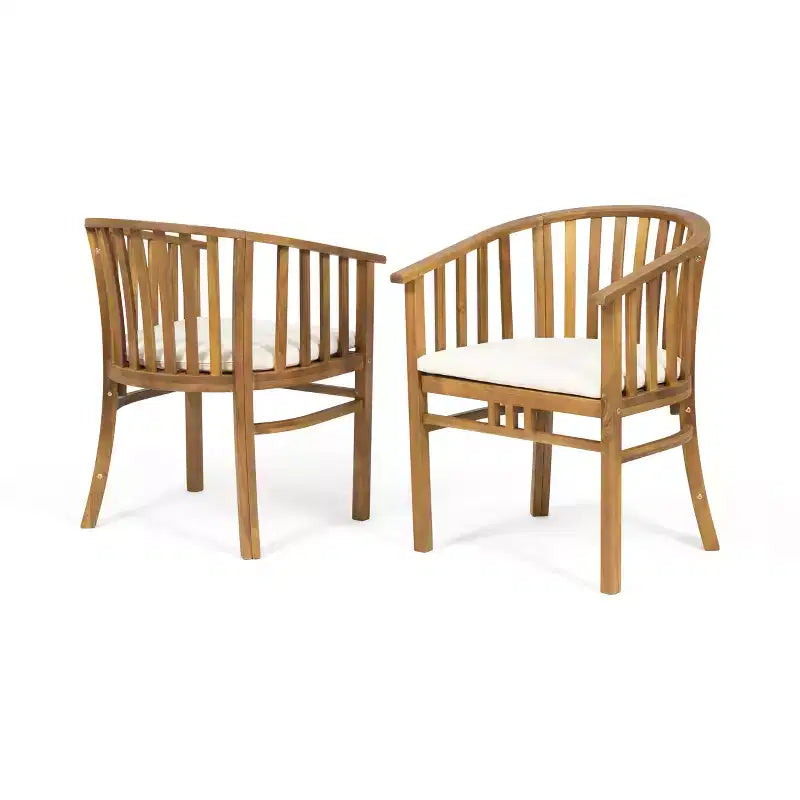 GDFStudio Rosin Outdoor Acacia Wood Dining Chairs with Cushion (Set of 2)