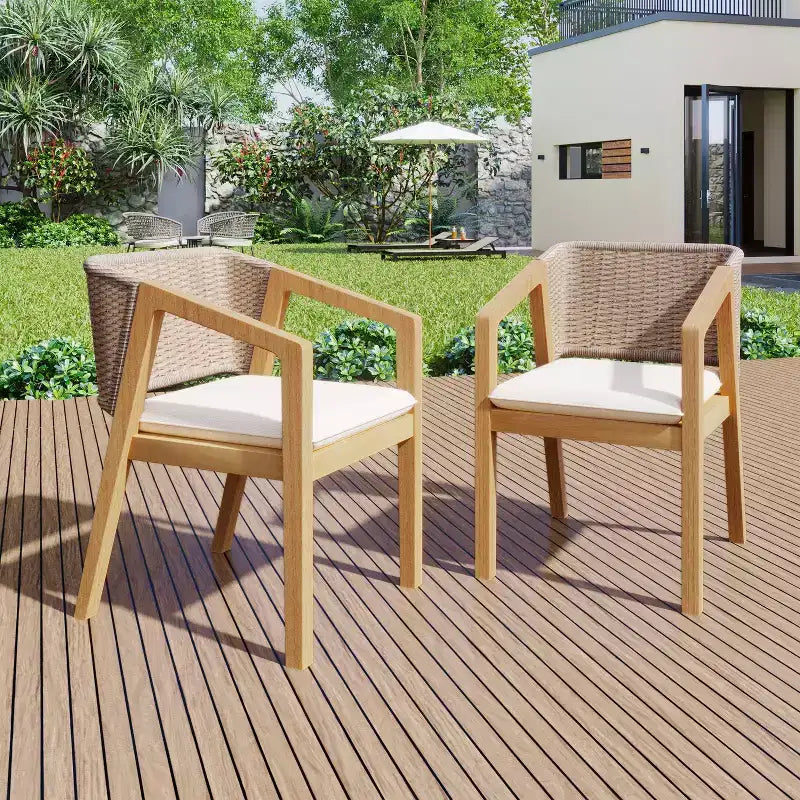 Christopher Knight Home Ernest Outdoor Rustic Rope Weave Upholstered Dining Chairs(Set of 2)