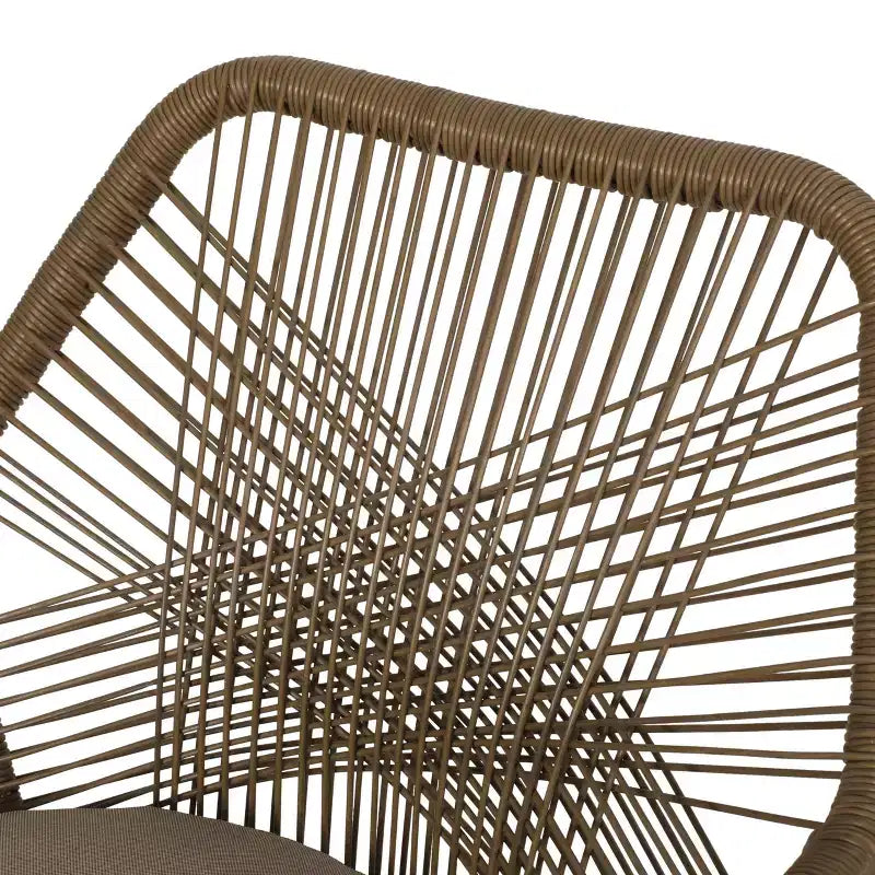 GDFStudio Fromberg Chaises de salle à manger d'extérieur en osier et fer avec coussin (lot de 2), noir mat/marron clair/beige