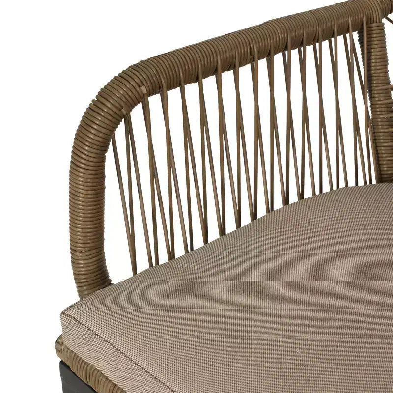 GDFStudio Fromberg Chaises de salle à manger d'extérieur en osier et fer avec coussin (lot de 2), noir mat/marron clair/beige