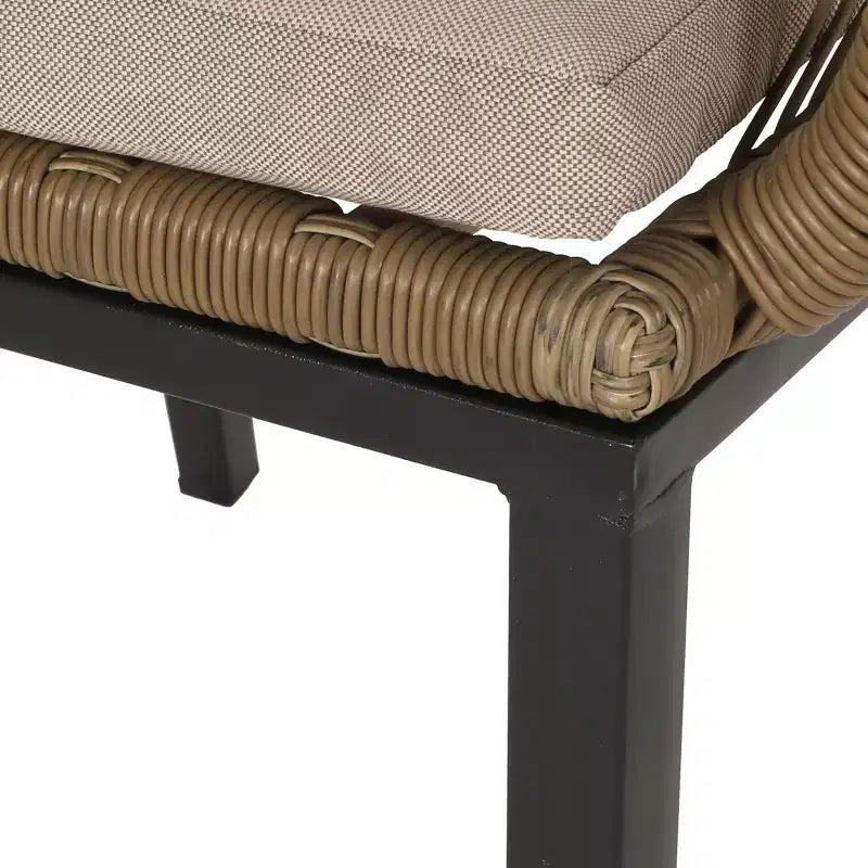 GDFStudio Fromberg Chaises de salle à manger d'extérieur en osier et fer avec coussin (lot de 2), noir mat/marron clair/beige