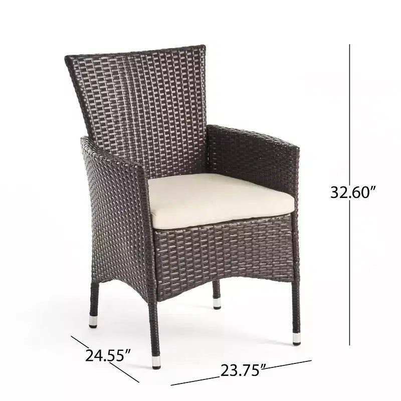 Christopher Knight Home Jocelyn Chaises de salle à manger d'extérieur en osier avec coussins (Lot de 2)