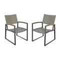 GDFStudio Augusta Outdoor Aluminum and Wicker Dining Chairs with Faux Wood Accents (Set of 2)