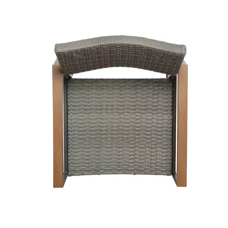 Chaises de salle à manger GDFStudio Augusta en aluminium et osier avec accents en faux bois (Lot de 2)