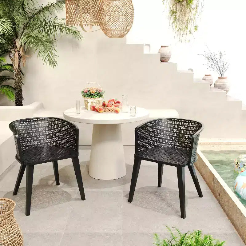 Christopher Knight Home Ahern Chaises de salle à manger modernes en fer pour extérieur (Lot de 2)